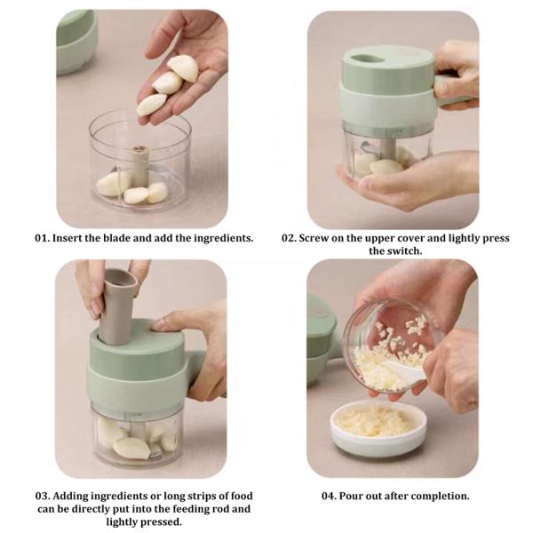 Europe Portable 4 in 1 Vegetable Cutter Set Smart Gadget Electric Slicer Kitchen Chopper