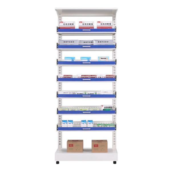 Medical Show Metal Sheet Storage Rack , Hospital Pharmacy Drugstore / Grocery Storage Rack