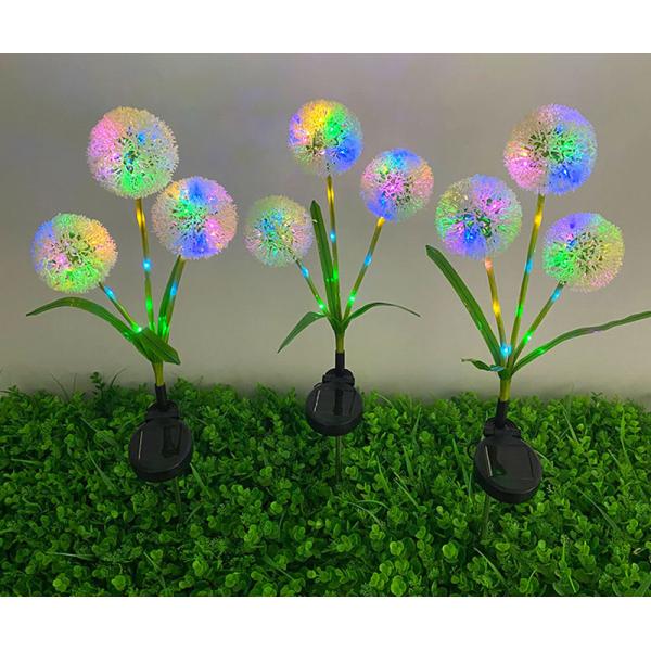 Ground Plug Triple Dandelion Solar Lawn Light for Outdoor Garden Landscape Ambient Patio