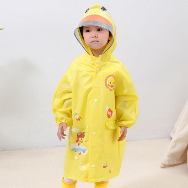 Outdoor RAINWEAR Cartoon Printed Kids Rain Jacket with Reflective Stripe Girl's Raincoat