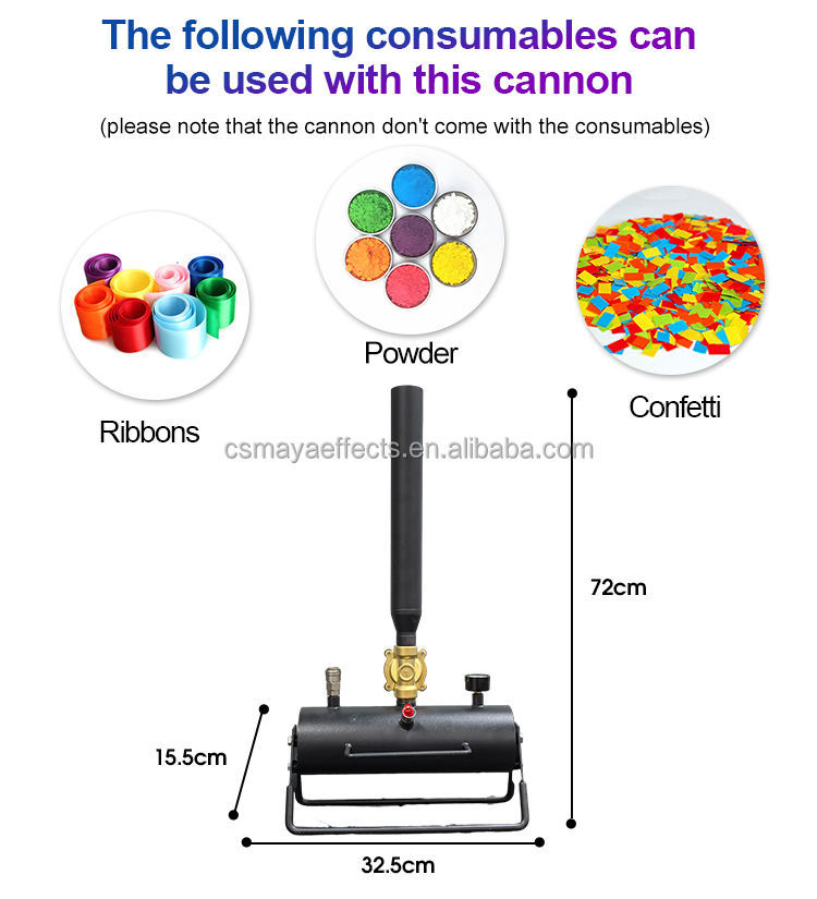 CE Certified High Altitude 6-8M Confetti Powder Cannon Metal Body DMX Control for Stadium & Festival Tours