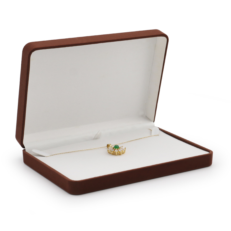 Simple Brown Velvet Jewelry Box Set Custom Logo Velvet Pendant Box