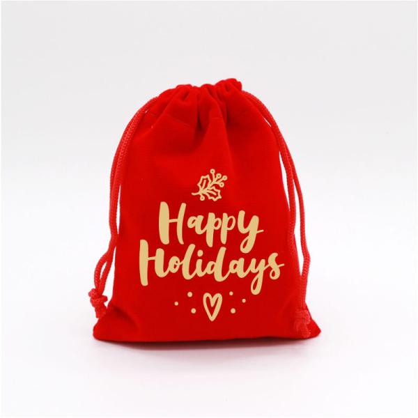 Custom Giant Xmas Bag Red Velvet Drawstring Christmas Santa Sack with Customized Logo