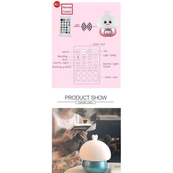 DC5V Silicone Night Light Alarm Clock 1000mA Battery For Kids