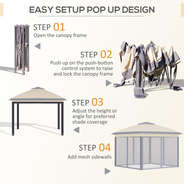 Rot Proof L330 x W330 x H288cm AJUNION Garden Gazebo Outdoor Canopy Shade Pop Up Tent