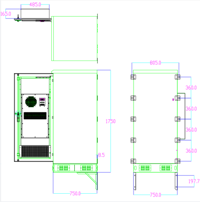 IP55 32U Height Floor Mounted Telecom Enclosures With Air Conditioner