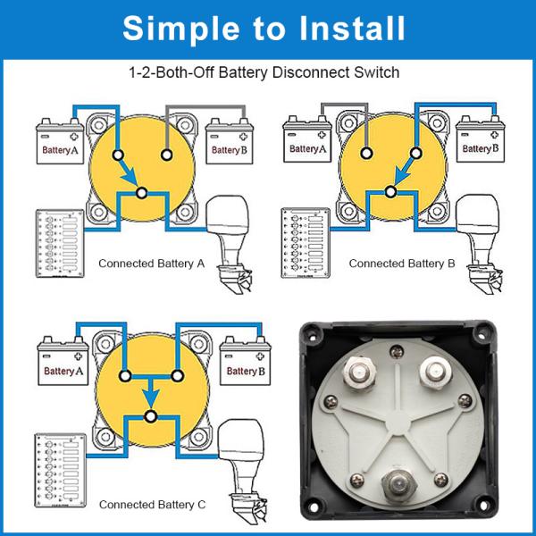 Automotive Cut Off Disconnect 4 Position Marine Isolator Switch 600A For Truck Yacht