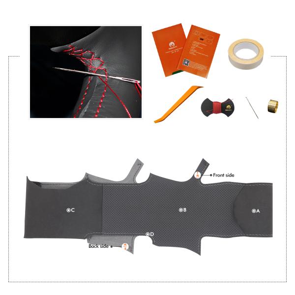 Hand Sewing Black Suede Steering Wheel Cover for Isuzu Dmax D-MAX Xterrain 2021-2023