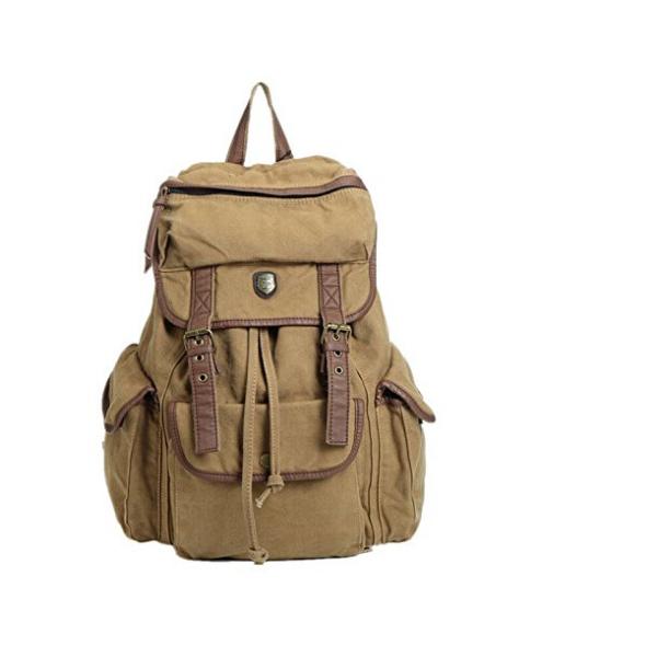 Vintage Canvas Leather Backpack School Bag Satchel For Outdoor Hiking / Climbing