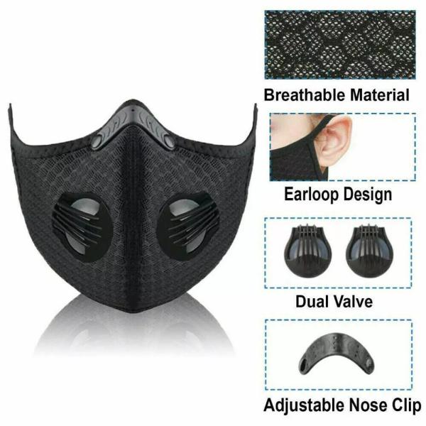 2 Valves Carbon Filters Disposable Medical Masks 35*15cm Replaceable Activated