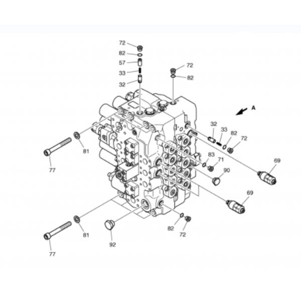 Válvula de control hidráulica de KPM KMX15RA B45057A  KMX15 RA Main Valve For Excavator SY330