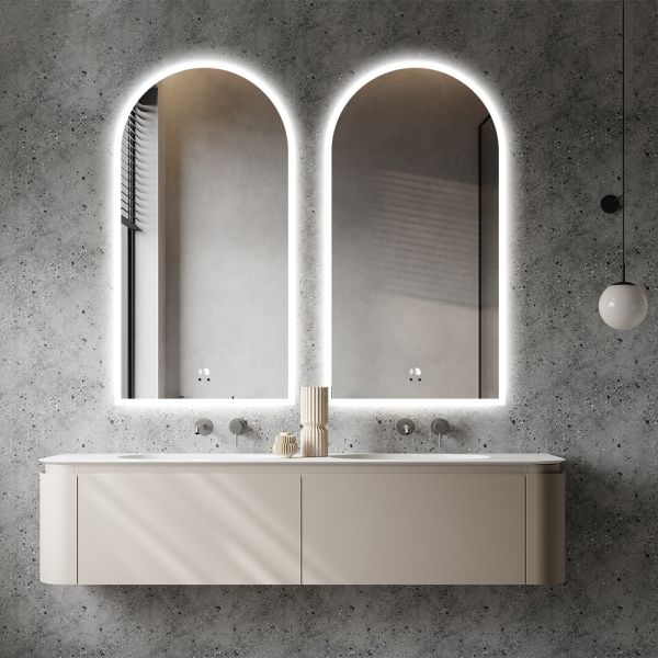 Modern Round Bathroom Mirror Anti Fog Waterproof Wall Mounted Lighted Makeup Mirror