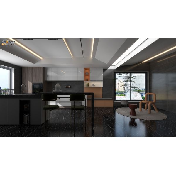 Modern High Gloss Lacquer Finish Kitchen Cabinet with Customized Size and Eco-Friendly Material