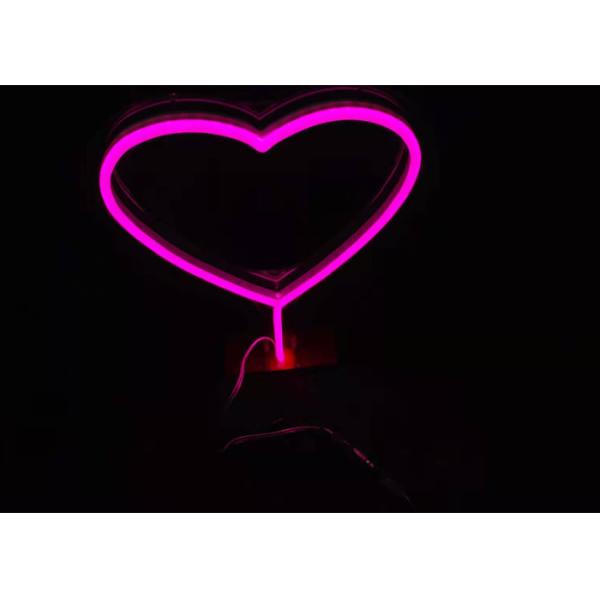 Pink Heart Hazard Free 12VDC EU Plug USB Neon Signs For Gift