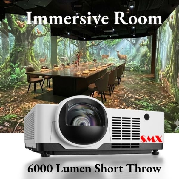 SMX 3LCD 6000 Lumens Short Throw Laser Projector for Immersive Room Floor Interactive Projection
