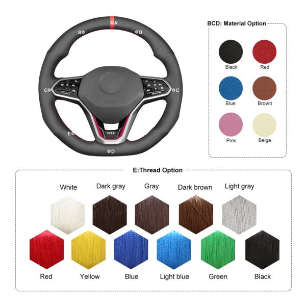 GOLF Suede Steering Wheel Cover for VW Golf GTI GTD GTE R 8 Tiguan Touareg Arteon R-Line