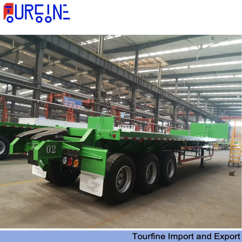 Super Link Flatbed Semi Trailer 3 Axle for 20FT and 40FT Container Transportation