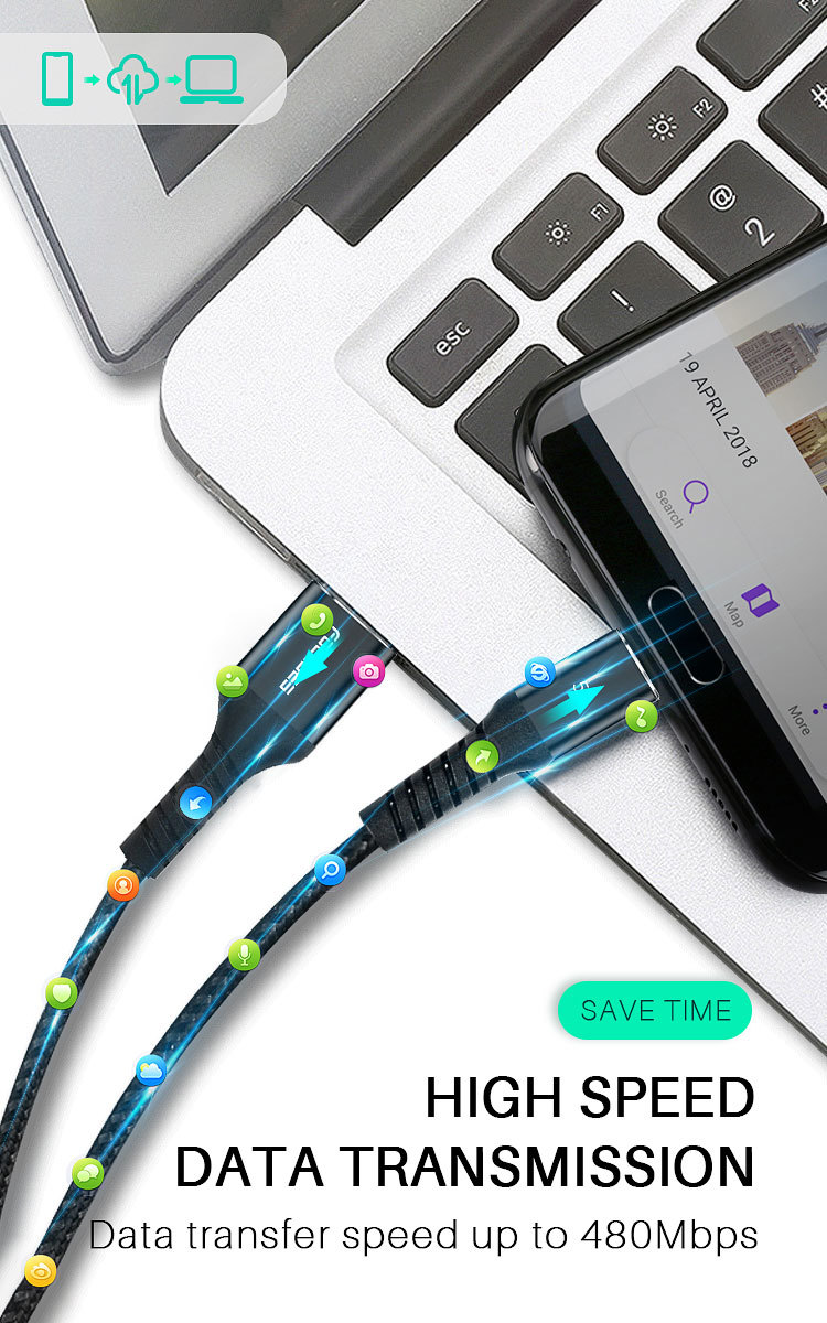 5A 100W Quick Charge USB A To Type-C Cable 10Gbps OEM