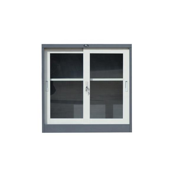 Waterproof  Iron White 2 Tiers Glass Door Filing Cabinet