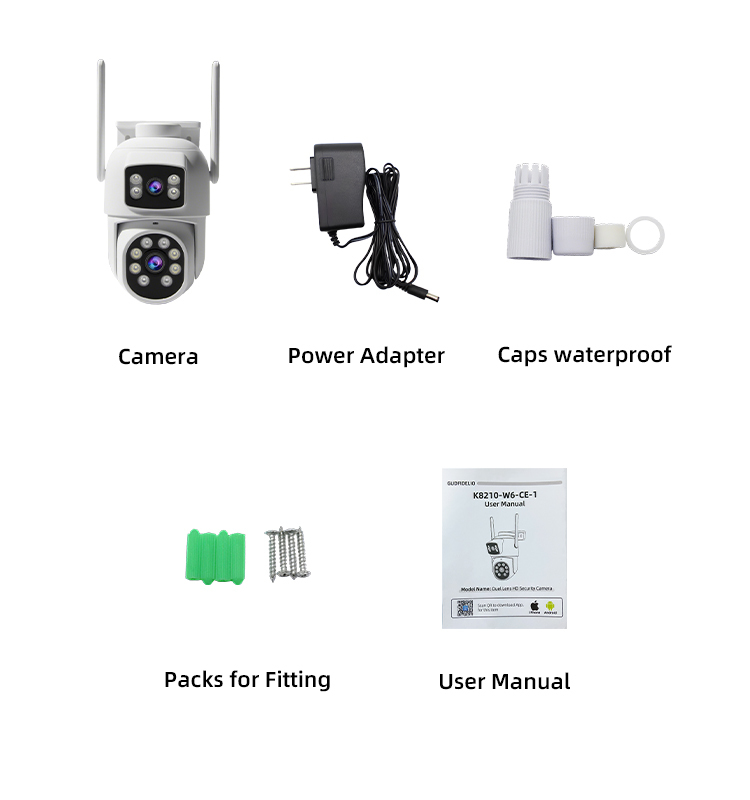 Dual‑Lens WiFi Security Camera Outdoor, 2MP+2MP Dual View Surveillance Camera, Panoramic PTZ Camera with AI Human Detection, Two‑Way Audio, 3‑Mode Night Vision, IP65 Waterproof for Home Yard Security