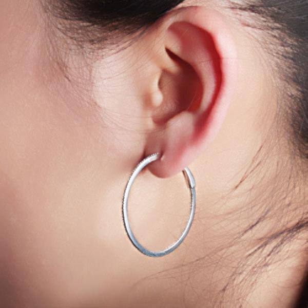 18K White Gold 0.39 Carat Daimonds Hoop Earrings for Women Gift (GDE021)