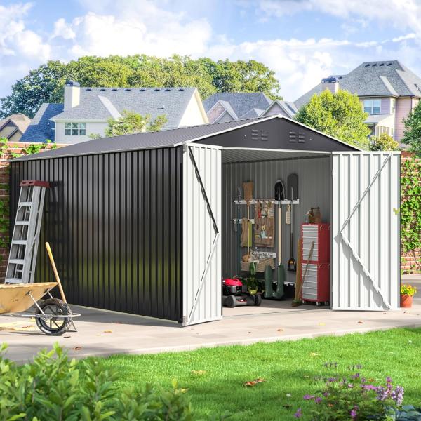 Waterproof 8 x 12 FT Metal Garden Shed with 4 Vents and Durable Design from AJUNION