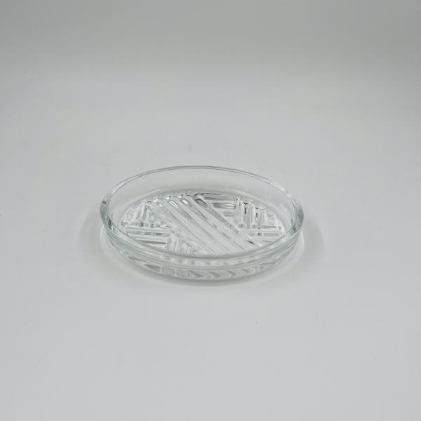 4pcs Glass Bathroom Accessories Set Clear With Round Shape Ribbed Stripe