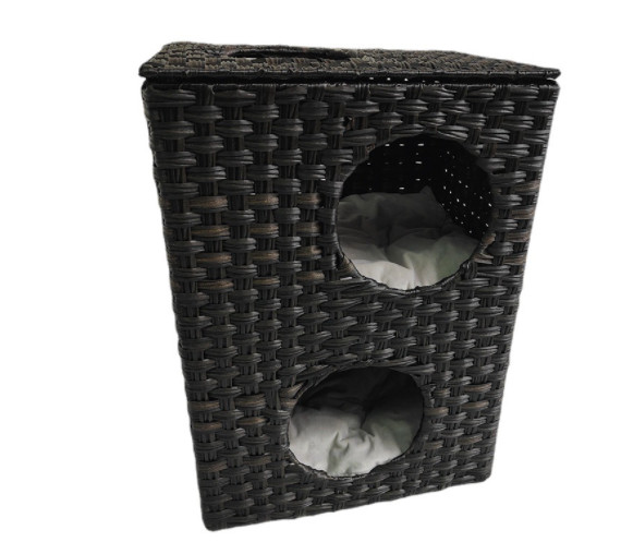 Cute Natural Modern Cat Furniture Pet House Bed Wicker Rattan Pat Cave Bed Condo House