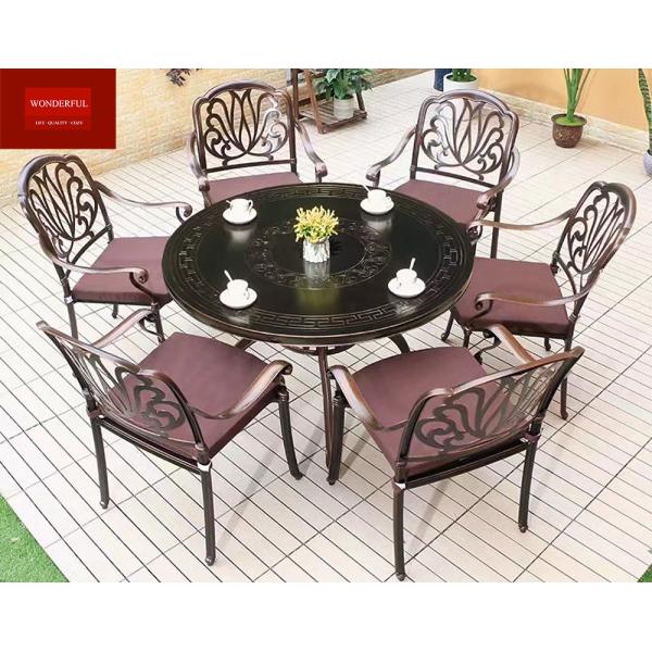 Modern Bench Metal Outdoor Dining Set for Aluminum Patio Furniture and NO Folded Design