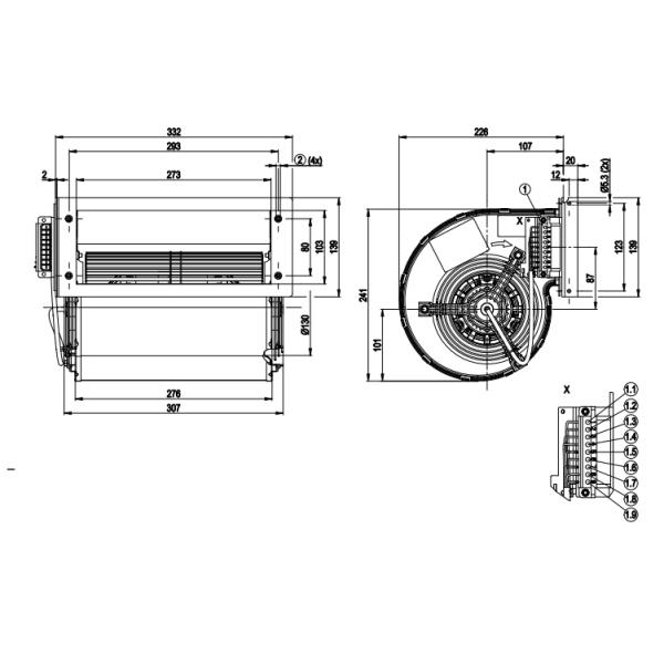 Вентилятор 230VAC 60HZ P1 0.42KM RH35M-4EK.2F.1R инвертора ZIEHL-ABEGG 1.9A ABB