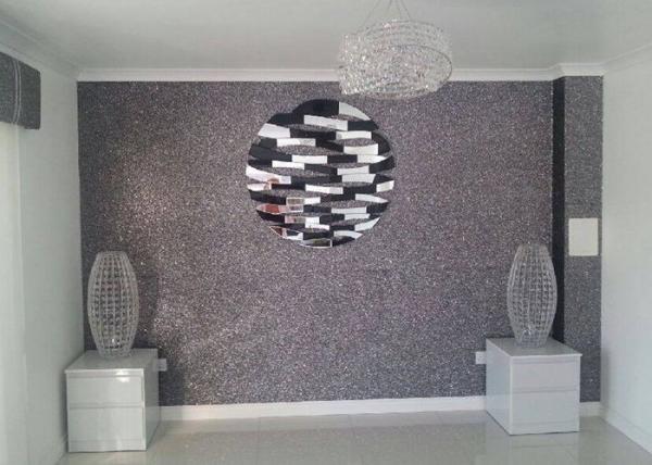 Thick Material Removable Shiny Silver Wallpaper Wall Covering For Salon
