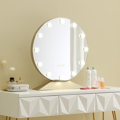Revestimento em prata 10x Magnificação Luxury Gold Eyelash Style Espelho de maquiagem com luz LED