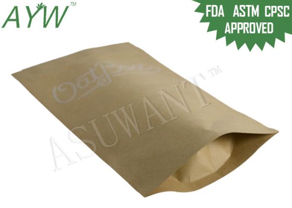Stand Up Pouch Kraft Resealable Pouches , 1kg Kraft Paper Coffee Bags Doypack For Nuts Storage