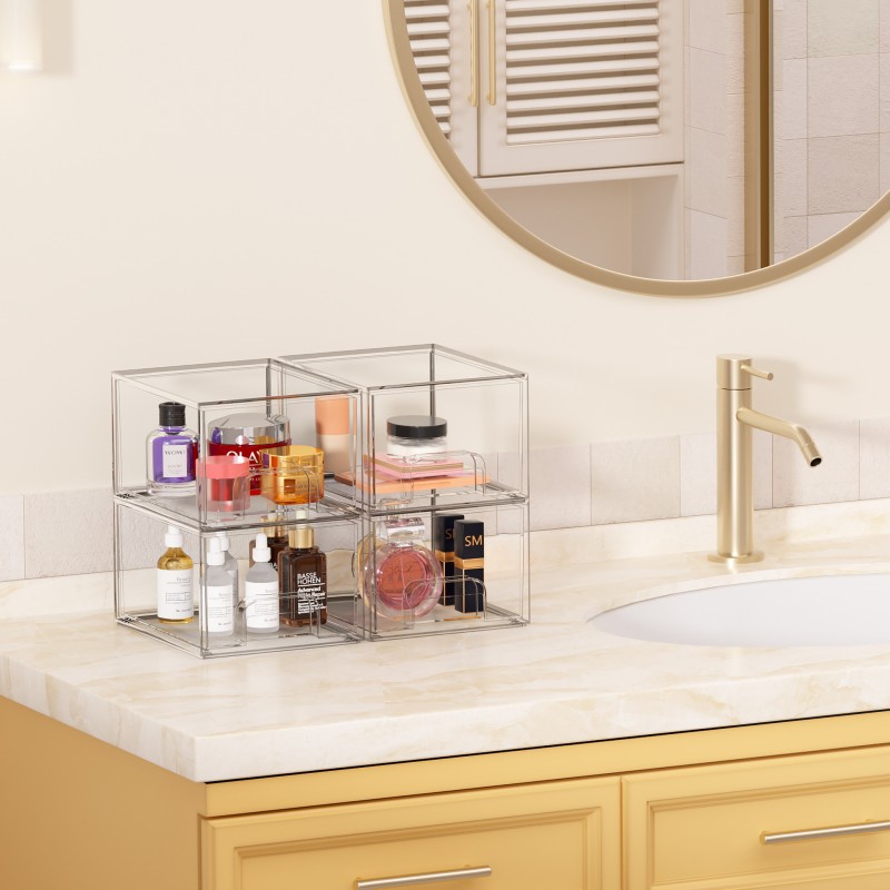 Hot Selling Transparent PET Pull Out Solid Cosmetic Organizer Stackable Cosmetic Lipstick Storage Box