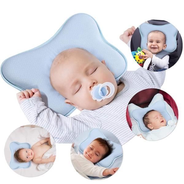 Jourm-Washable Butterfly Cotton Memory Foam Baby Infant Pillow with Breathable Fabric