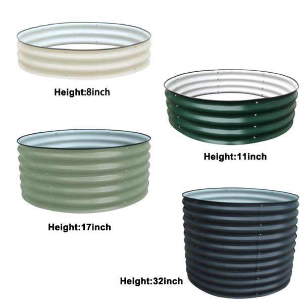 3.5 Ft X 8”Tall Round Metal Raised Bed For Planting Herb Anti Rust