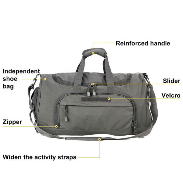 Classic Locomotive Style Weekender Gym Bag Big Capacity With Shoes Pouch