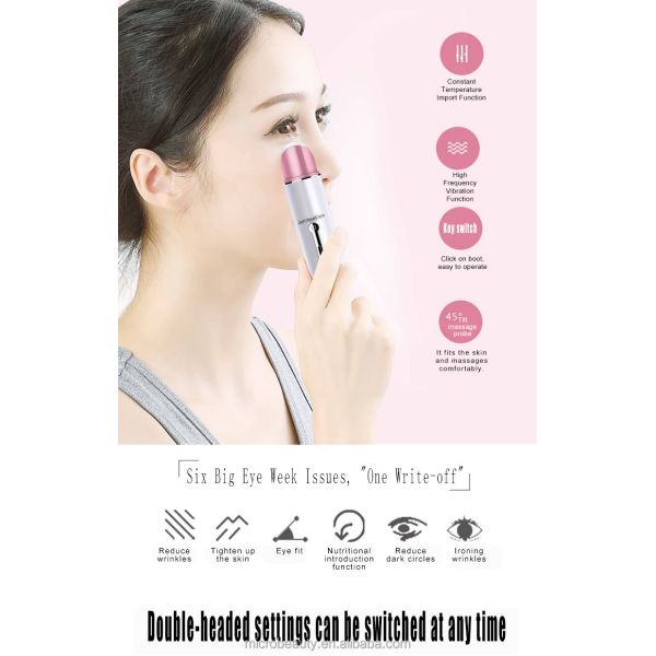 Rechargeable Eye Massager Pen with Radio Frequency for Dark Circles Reduction and Eye Fatigue Relief