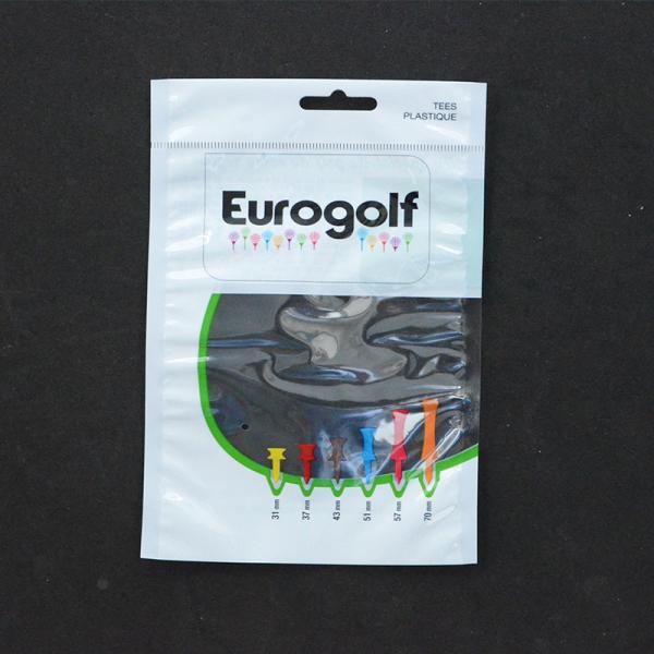 Customized logo OPP plastic golf bag with wooden golf tee/ 3 side seal laminated plastic bag with hanger
