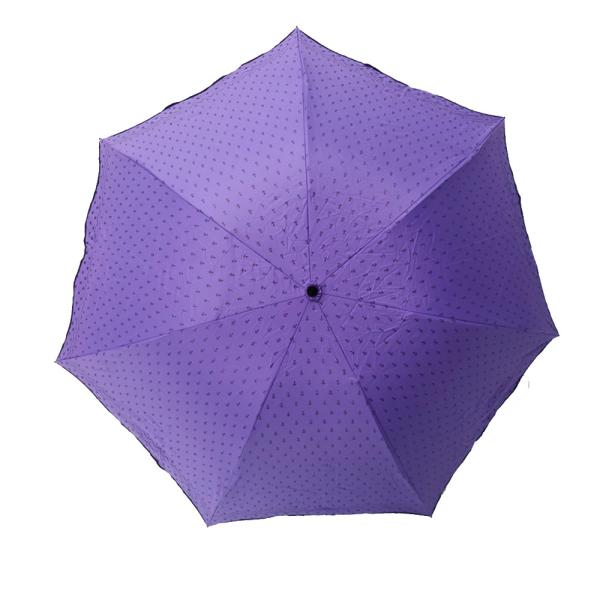 Women Reverse Style Purple Canopy Tri Fold Umbrella With Black Coating 7 Panels