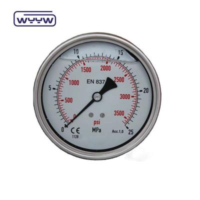 Conexão traseira de um manômetro de pressão de aço inoxidável de 100 mm ss304