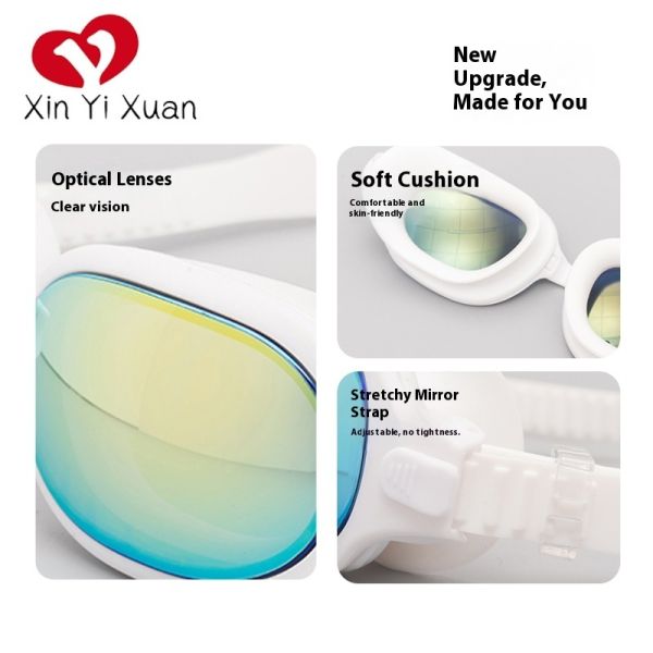Adult Swimming Goggles All PC Frame & PC Lens Soft Silicone Face Seal Adjustable Silicone Head Strap Anti Fog Waterproof Swim Glasses