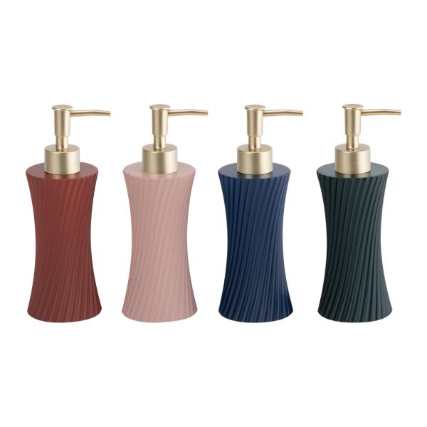 Polyresin bath accessories sets swirl shape with sand color hand soap bottle toilet brush holder modern bath accessories polyresin soap dispenser