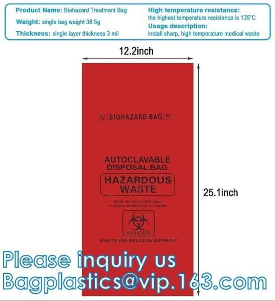 Polypropylene Biohazard Disposal Bags, Warning Label, Sterilization Printed, Waste Bags With Biohazard Symbol