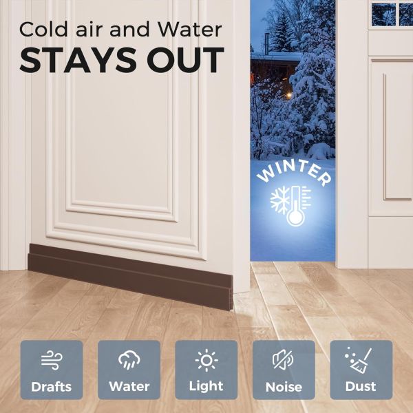 Door Draft Stopper with Soundproof Weather Stripping Single Sided Adhesive Door Sweep and Blocker
