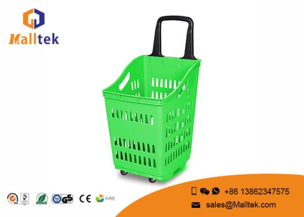 Eco - cesto de compras plástico do rolamento cinzento amigável com de alta capacidade