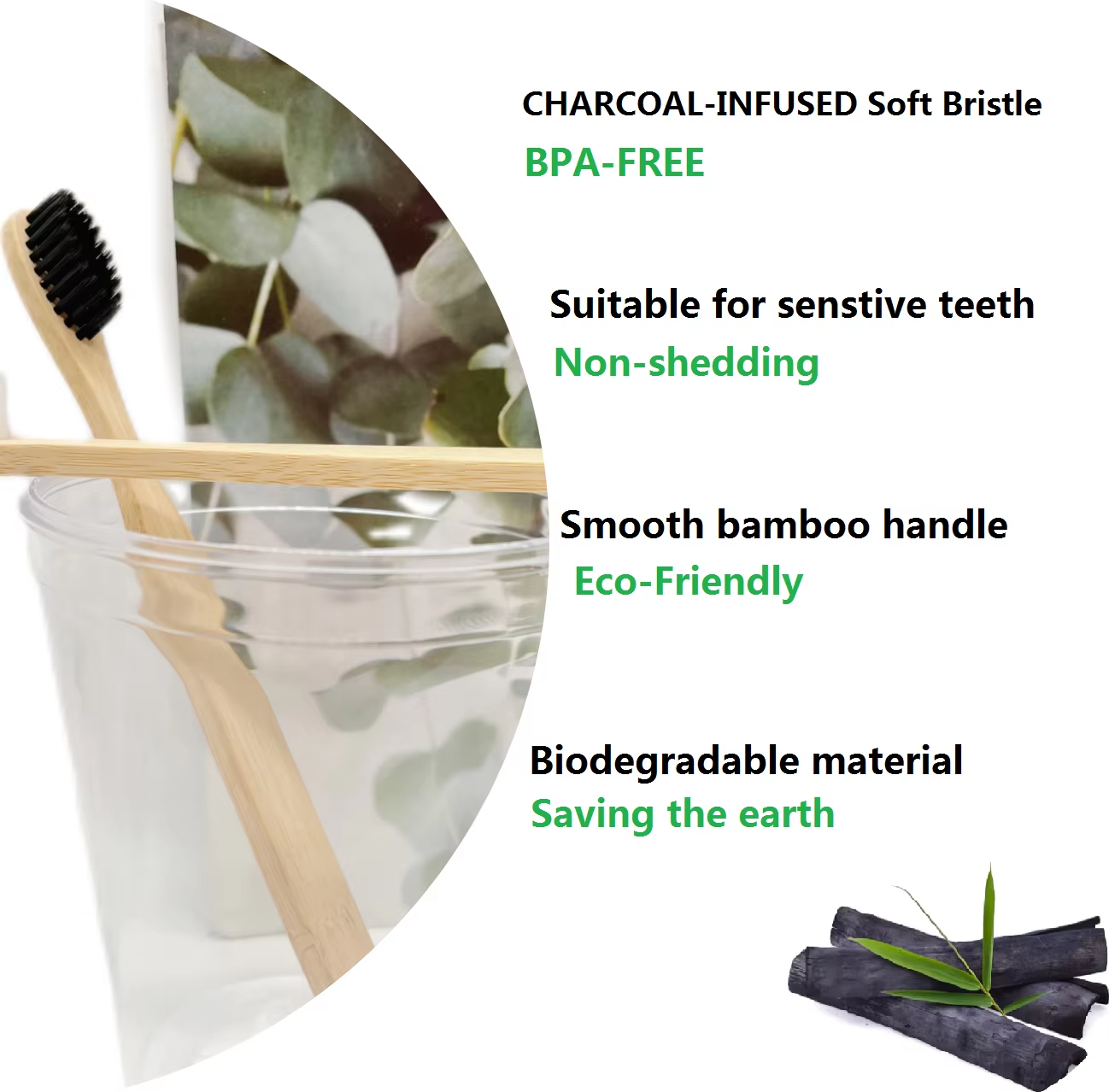 100% Biodegradable Eco Friendly Custom logo Natural Bamboo Toothbrush for Hotel
