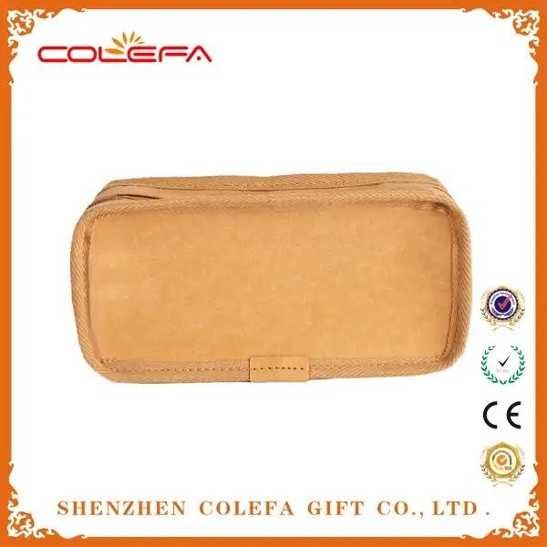OEM Custom Cute Toddler Kraftpaper Pencil Pouch Bag Washable Craft Paper Pencil Box