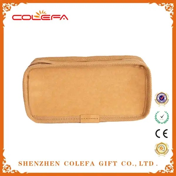 OEM Custom Cute Toddler Kraftpaper Pencil Pouch Bag Washable Craft Paper Pencil Box