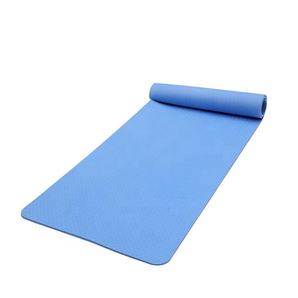 Blue Double Side TPE Yoga Mat , 6mm Non Slip Yoga Mat With Position Line